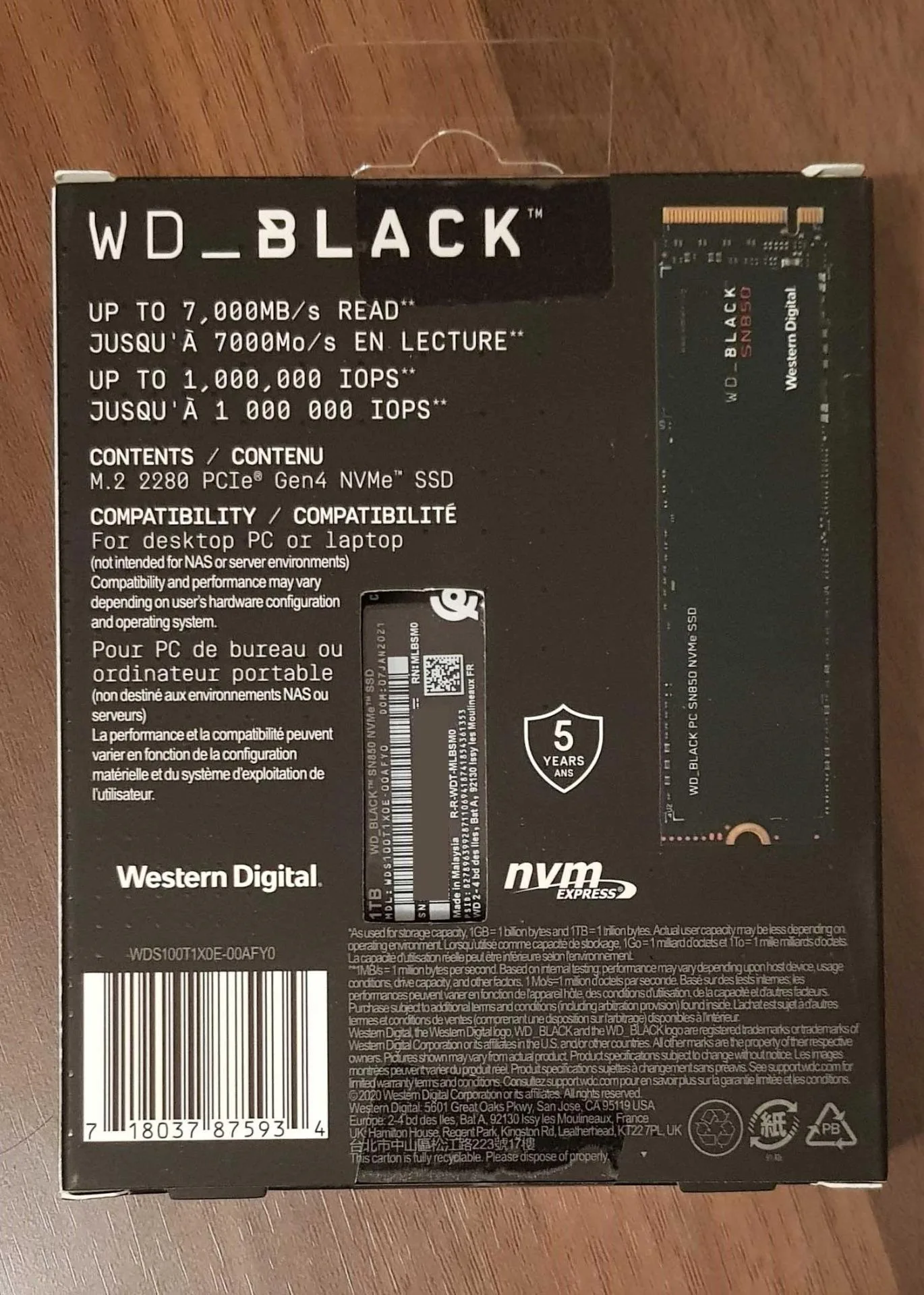 حافظه اس اس دی WD Black SN850 1TB M.2 وسترن - تصویر گالری 4