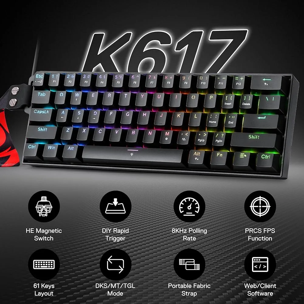Keyboard RGB REDRAGON FIZZ K617 Mechanical Gaming White-black - تصویر گالری 1