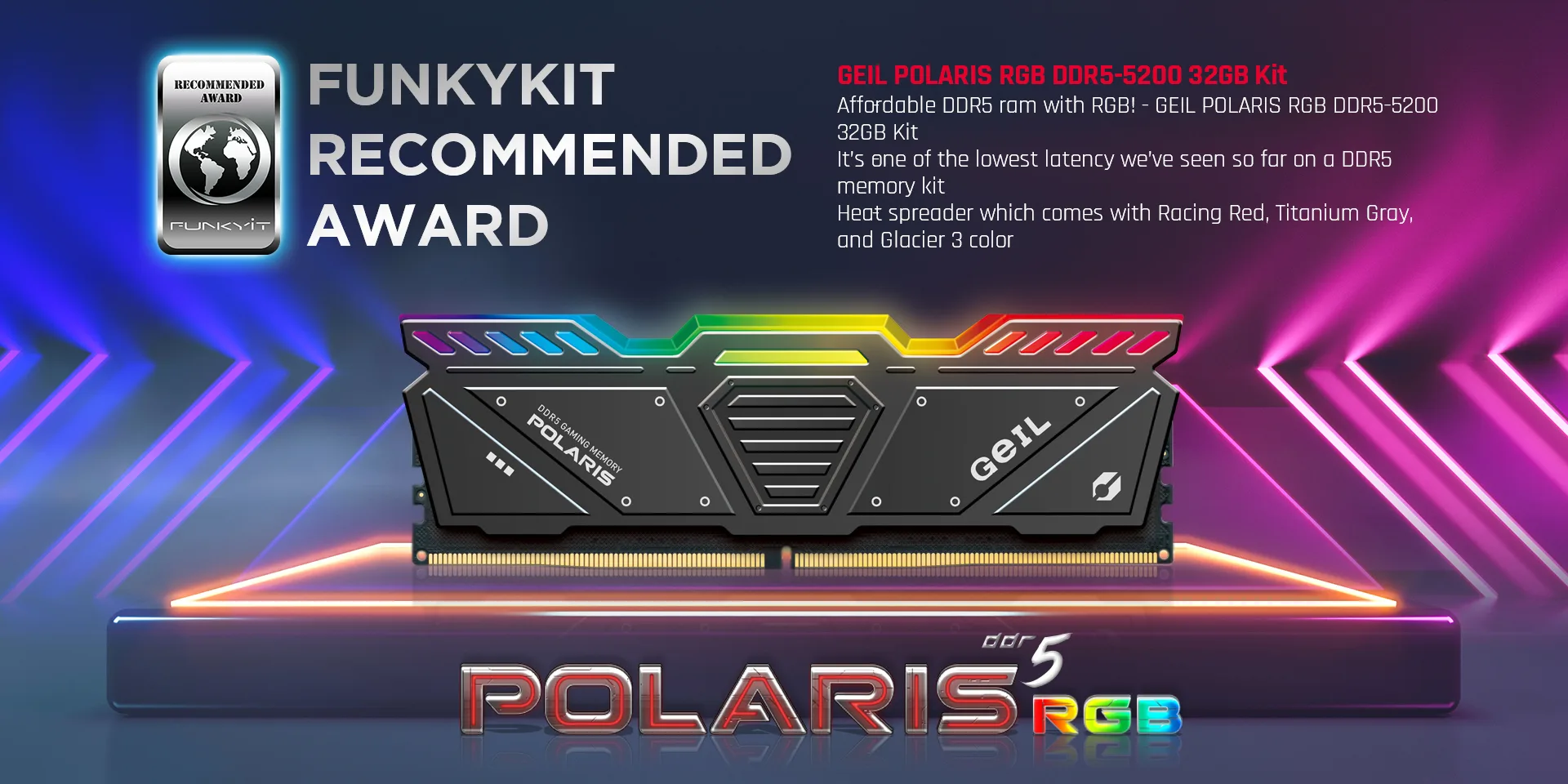 RAM GEIL Polaris 32G DUAL 6000 PC CL38 D5 مشکی - تصویر گالری 1