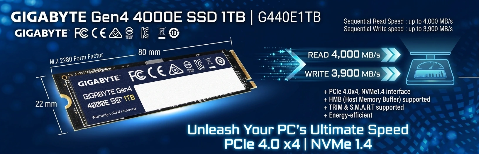 SSD Gigabyte Gen4 M.2 4000E 1TB گیگابایت - تصویر گالری 1