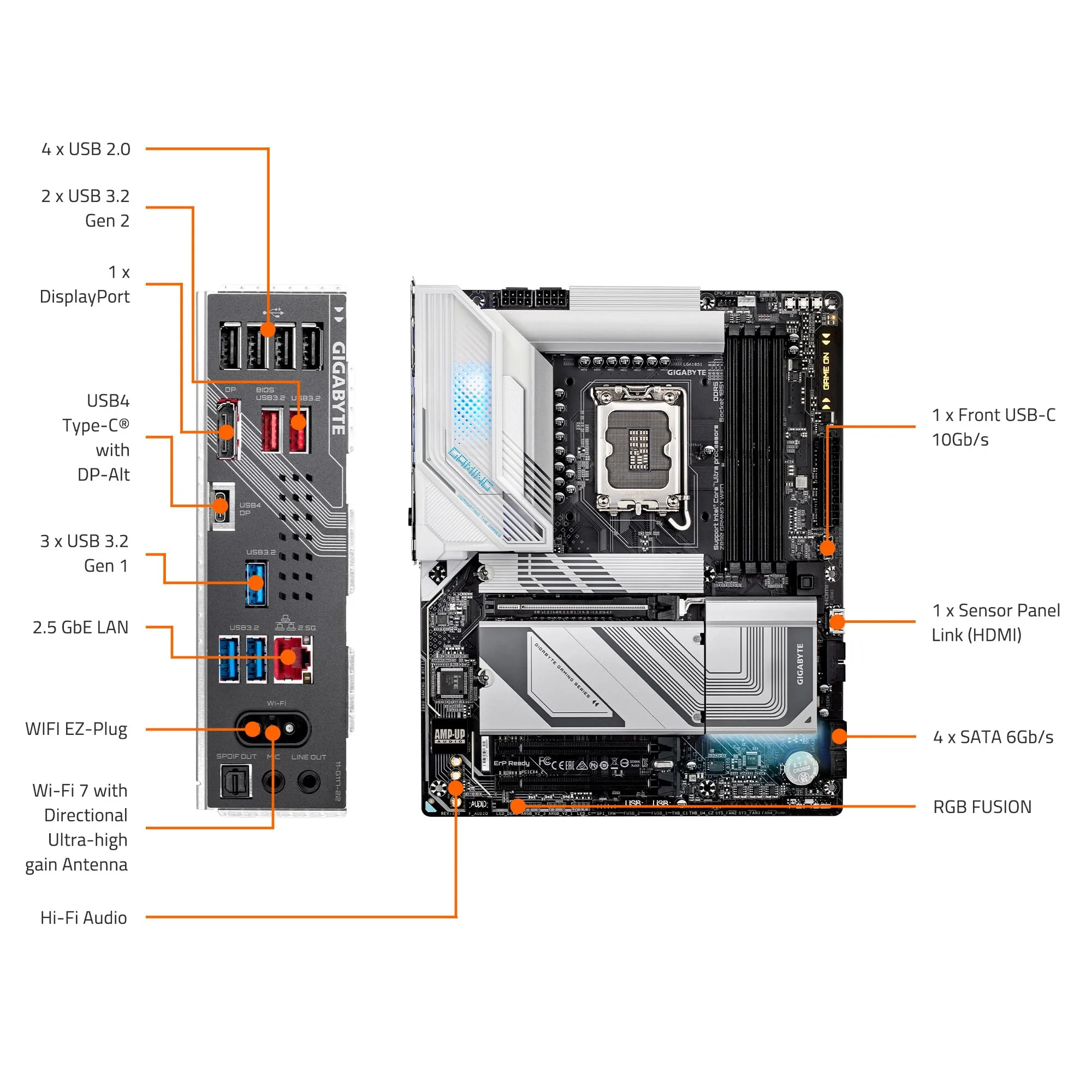 MB GIGABYTE Z890 GAMING X WIFI7 DDR5 - تصویر گالری 2
