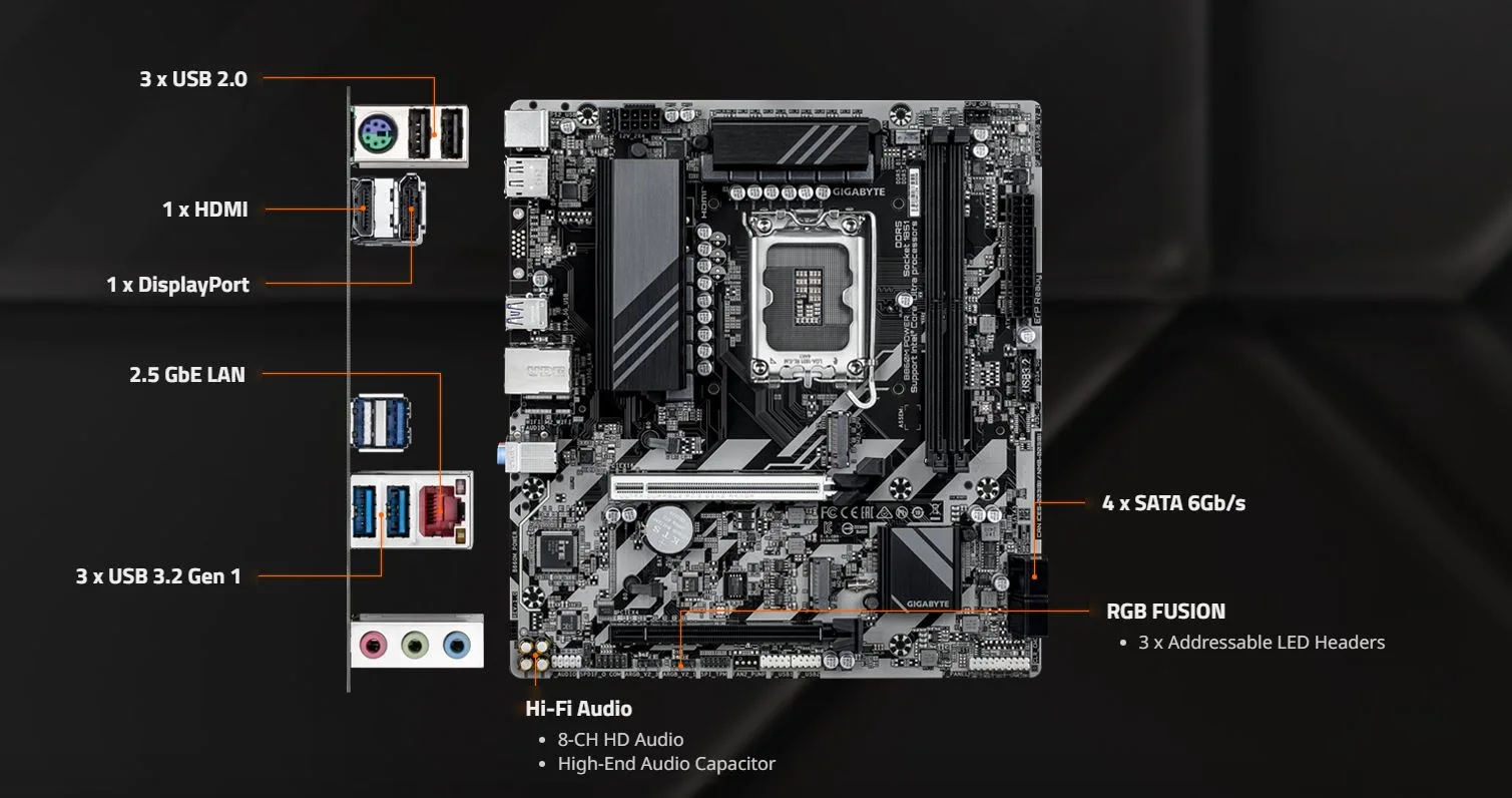 MB GIGABYTE B860M POWER DDR5 - تصویر گالری 2