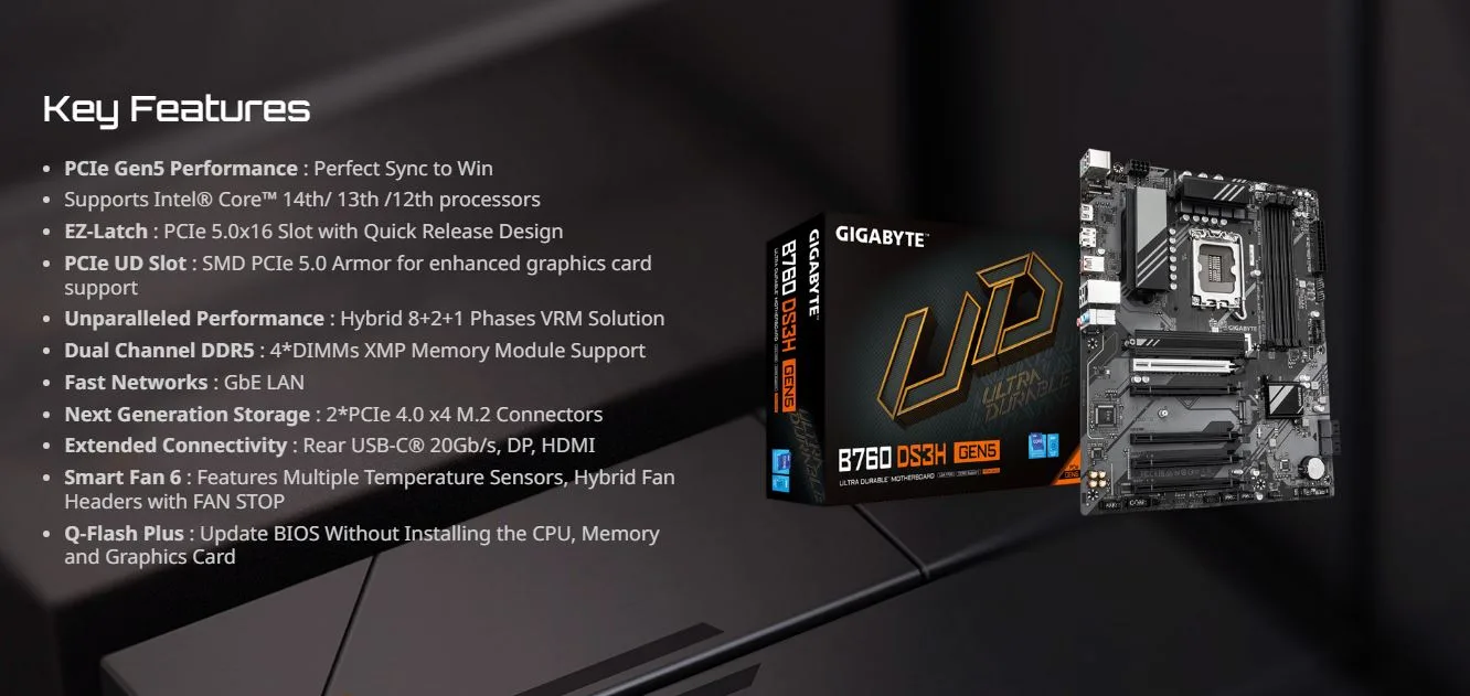 MB GIGABYTE B760 DS3H GEN5 DDR5 - تصویر گالری 3