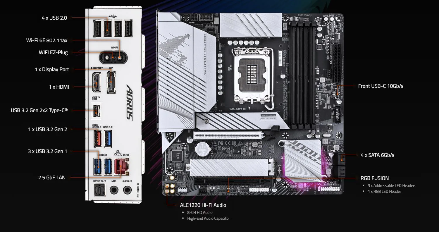 MB GIGABYTE B760M AORUS ELITE WIFI6E GEN5 DDR5 - تصویر گالری 1