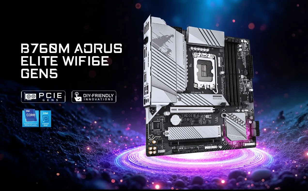 MB GIGABYTE B760M AORUS ELITE WIFI6E GEN5 DDR5 - تصویر گالری 3