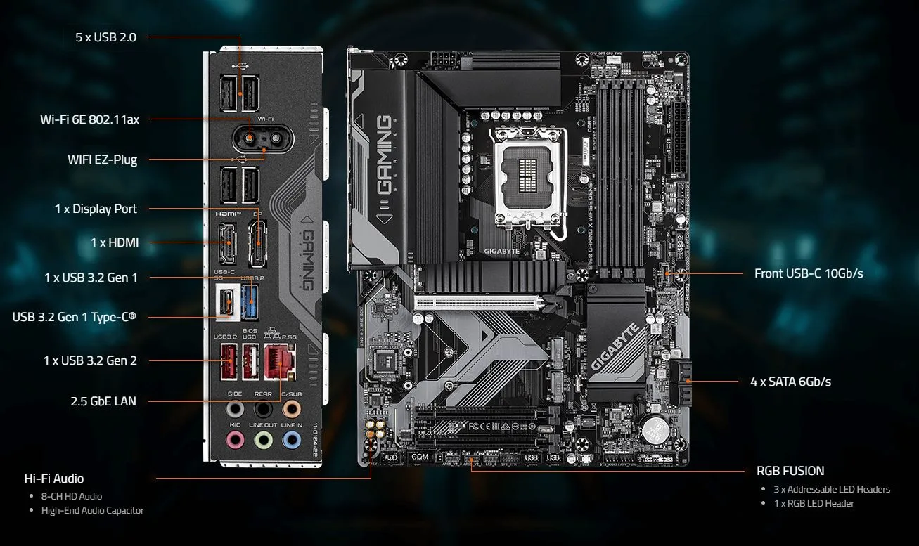 MB GIGABYTE B760G X WIFI6E GEN5 DDR5 - تصویر گالری 1