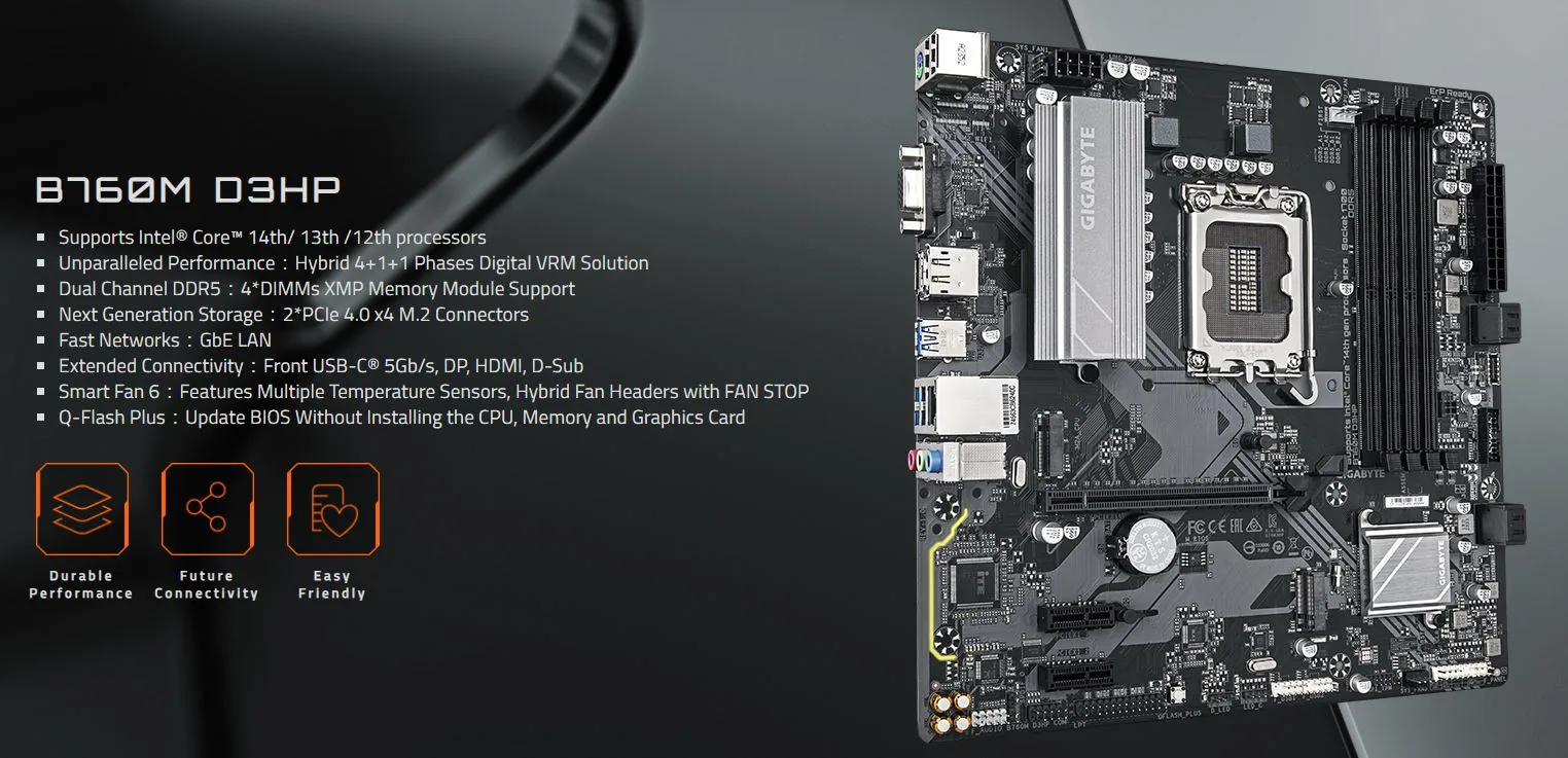 MB GIGABYTE B760 MD3HP DDR5 - تصویر گالری 2