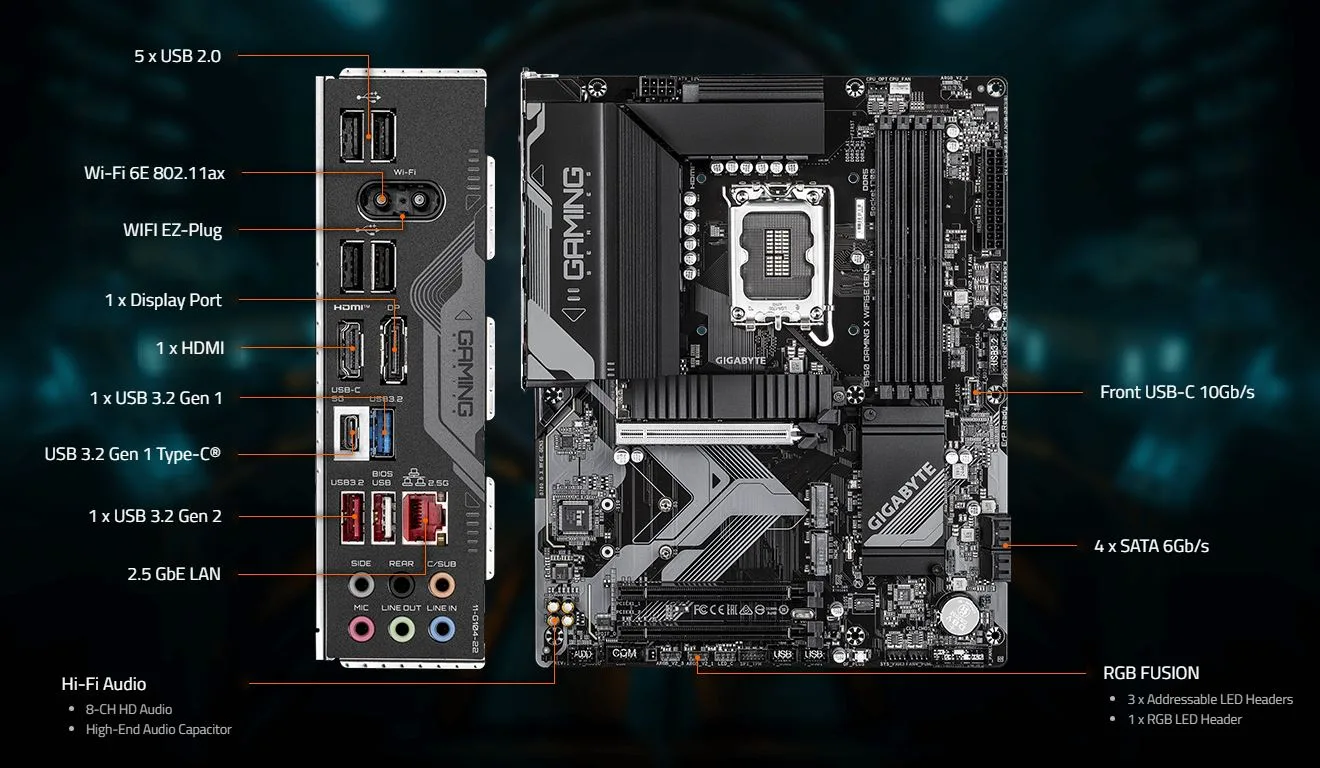 MB GIGABYTE B760 GAMING X WIFI6E GEN5 DDR5 - تصویر گالری 1