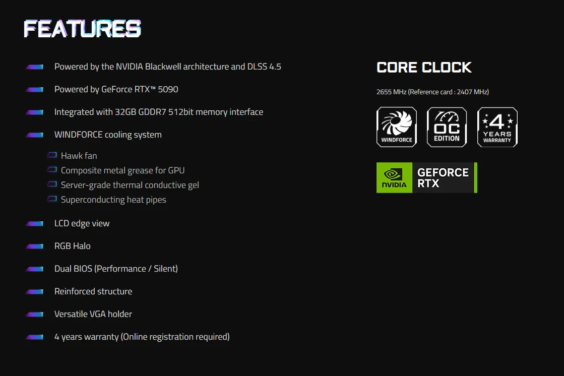 VGA GIGABYTE  RTX 5090 AORUS Master ICE 32G GDDR7 - تصویر گالری 2