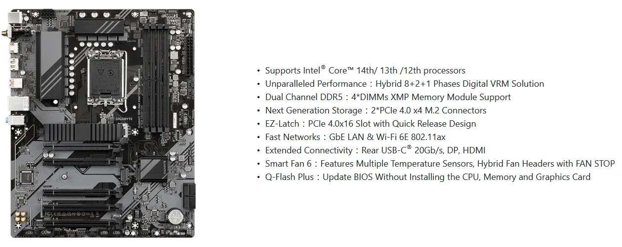 MB GIGABYTE B760 DS3H AX DDR5 - تصویر گالری 4